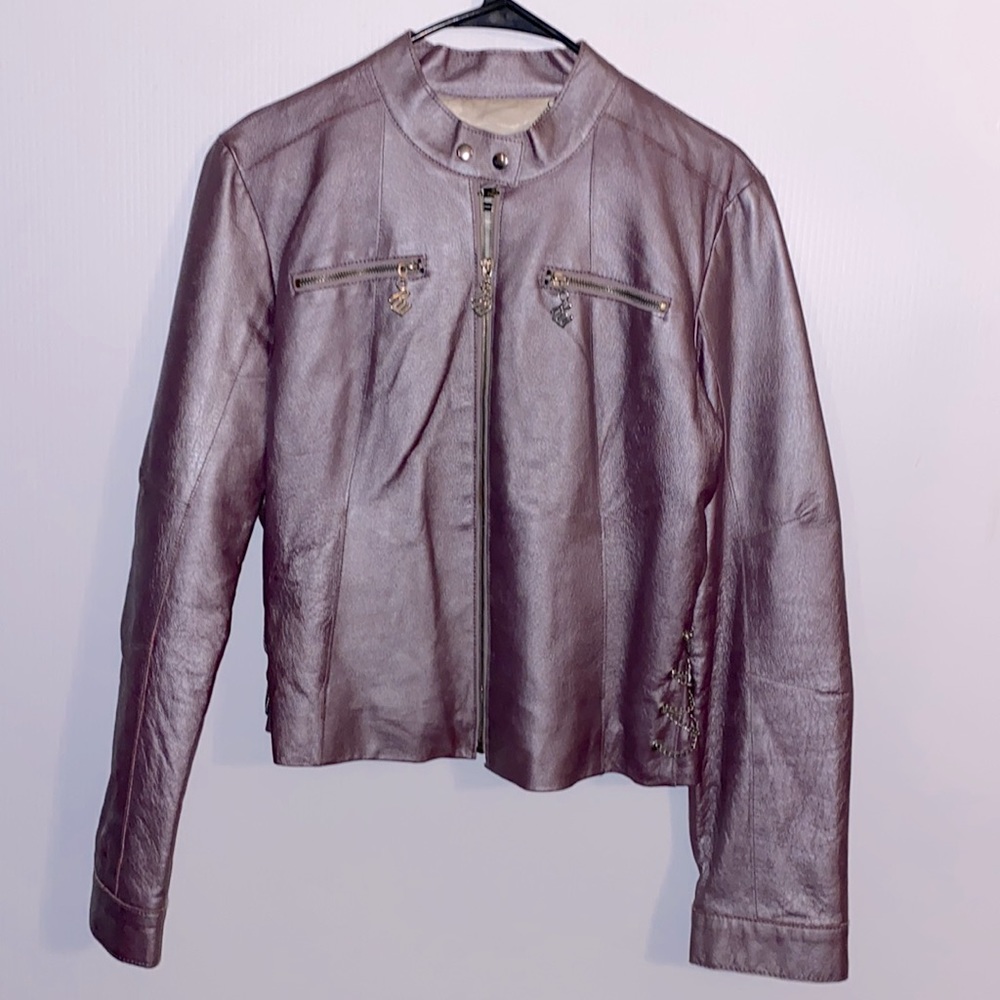 VINTAGE RETRO GENUINE LEATHER AND CHAIN ROCAWEAR JACKET